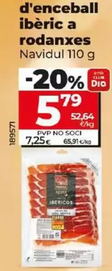 Oferta de Navidul - Jamon De Cebo Iberico En Lonchas por 5,79€ en Dia