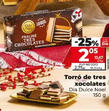 Oferta de Dia Dulce Noel - Turron De Tres Chocolates por 2,05€ en Dia