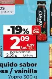 Oferta de YoPRO - Yogur Líquido Sabor A Fresa / Vainilla por 2,09€ en Dia