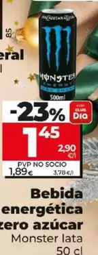 Oferta de Monster - Bebida Energetica Zero Azucar por 1,45€ en Dia