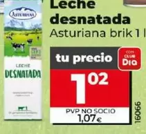 Oferta de Central Lechera Asturiana - Leche Desnatada por 1,02€ en Dia