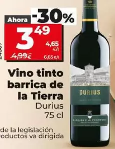 Oferta de Durius - Vino Tinto Barrica De La Tierra por 3,49€ en Dia