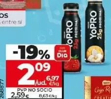 Oferta de YoPRO - Yogur Liquido Sabor A Fresa/Vainilla por 2,09€ en Dia