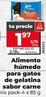 Oferta de Felix - Alimento Humedo Para Gatos De Gelatina Sabor Carne por 1,97€ en Dia