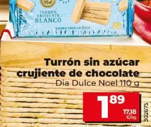 Oferta de Dia Dulce Noel - Turron Sin Azucar Crujiente De Chocolate por 1,89€ en Dia