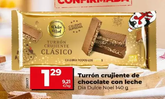 Oferta de Dia Dulce Noel - Turron Crujiente De Chocolate Con Leche por 1,29€ en Dia