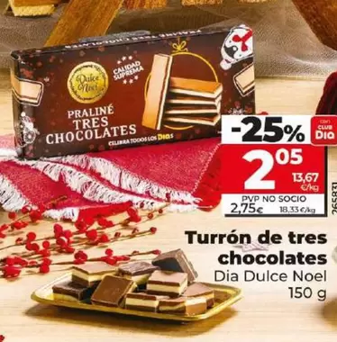 Oferta de Dia Dulce Noel - Turron De Tres Chocolates por 2,05€ en Dia