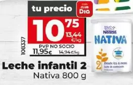 Oferta de Nativa - Leche Infantil 2 por 10,75€ en Dia