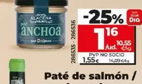 Oferta de Dia Nuestra Alacena - Pate De Salmon/De Anchoa por 1,16€ en Dia