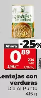 Oferta de Dia Al Punto - Lentejas Con Verduras por 0,89€ en Dia