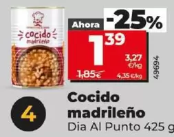 Oferta de Dia Al Punto - Cocido Madrileño por 1,39€ en Dia