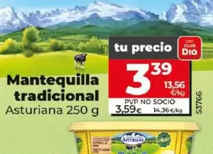 Oferta de Asturiana - Mantequilla Tradicional por 3,39€ en Dia