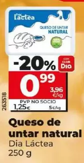 Oferta de Dia Lactea - Queso De Untar Natural por 0,99€ en Dia