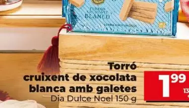 Oferta de Dia Dulce Noel - Turron Crujiente De Chocolate Blanco Con Galletas por 1,99€ en Dia