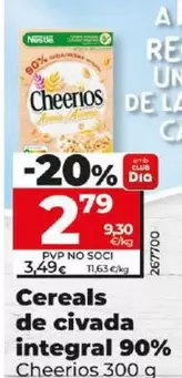 Oferta de Cheerios - Cereales De Avena Integral 90% por 2,79€ en Dia