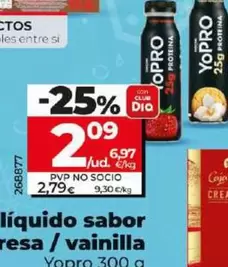 Oferta de YoPRO - Yogur Liquido Sabor A Fresa / Vanilla por 2,09€ en Dia