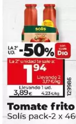 Oferta de Solís - Tomate Frito por 3,89€ en Dia