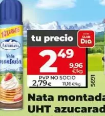 Oferta de Asturiana - Nata Montada UHT Azucarda por 2,49€ en Dia