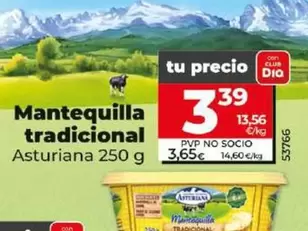 Oferta de Asturiana - Mantequilla Tradicional por 3,39€ en Dia