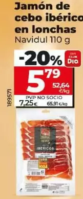 Oferta de Navidul - Jamon De Cebo Iberico En Lonchas por 5,79€ en Dia