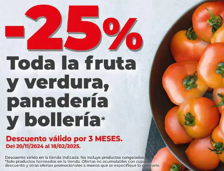 Oferta de Toda la fruta y verdura, panadería y bollería en Dia