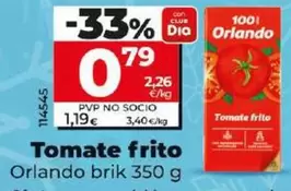 Oferta de Orlando - Tomate Frito por 0,79€ en Dia