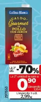 Oferta de Gallina Blanca - Caldo Gourmet De Pollo Con Jamón Ibérico Enrique Tomás por 2,99€ en Dia