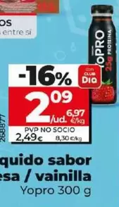 Oferta de YoPRO - Yogur Liquido Sabor A Fresa/Vainilla por 2,09€ en Dia