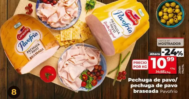 Oferta de Pavofrío - Pechuga De Pavo/Pechuga De Pavo Braseada por 10,99€ en Dia