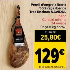 Oferta de Navidul - Jamón De Cebo Ibérico 50% Raza Ibérica 3 Encinas por 129€ en Carrefour