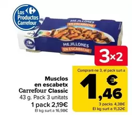 Oferta de Carrefour Classic - Mejillones En Escabeche  por 2,19€ en Carrefour