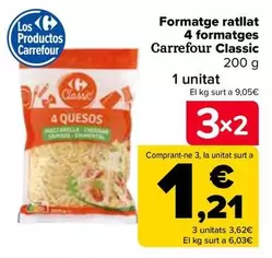 Oferta de Carrefour Classic - Queso Rallado 4 Quesos  por 1,81€ en Carrefour