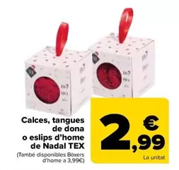 Oferta de TEX - Braga, Tanga Mujer O Slip Hombre Navidad por 2,99€ en Carrefour