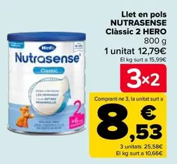 Oferta de Nutrasense - Leche En Polvo Classic 2 Hero por 12,79€ en Carrefour