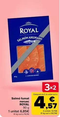 Oferta de Royal - Salmón Ahumado Noruego   por 6,85€ en Carrefour