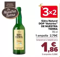 Oferta de De Nuestra Tierra - Sidra Natural D.O.P. "Asturias" por 2,79€ en Carrefour