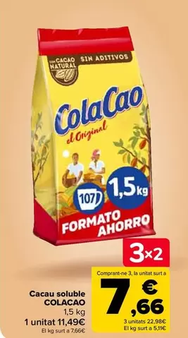 Oferta de Cola Cao - Cacao Soluble por 11,49€ en Carrefour