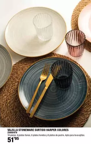 Oferta de Vajilla Stoneware Surtido Harper Colores por 51,95€ en Ferrcash