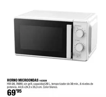 Oferta de Horno Microondas por 69,95€ en Ferrcash