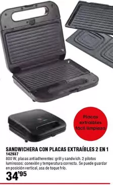 Oferta de Sandwichera Con Placas Extraíbles 2 En 1 por 34,95€ en Ferrcash