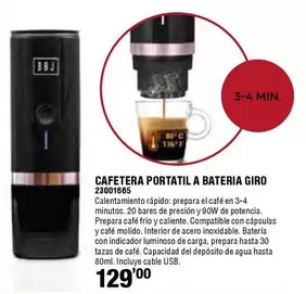 Oferta de Giro - Cafetera Portatil A Bateria   por 129€ en Ferrcash