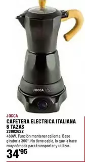 Oferta de Jocca - Cafetera Electrica Italiana 6 Tazas por 34,95€ en Ferrcash