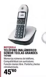 Oferta de Motorola -  Inalambrico Senior Teclas Grandes por 45,6€ en Ferrcash