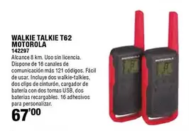 Oferta de Motorola - Walkie Talkie T62 por 67€ en Ferrcash