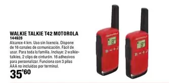 Oferta de Motorola - Walkie Talkie T42 por 35,6€ en Ferrcash