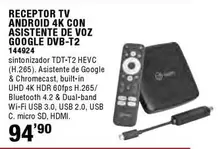 Oferta de Google - Receptor Tv Android 4k Con Asistente De Voz  Dvb-t2 por 94,9€ en Ferrcash