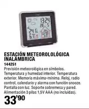 Oferta de Inalámbrica - Estación Meteorolológica  por 33,9€ en Ferrcash