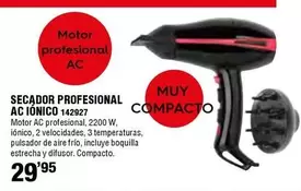 Oferta de Secador Profesional Ac Ionico por 29,95€ en Ferrcash