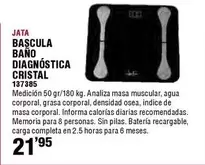 Oferta de Jata - Bascula Bano Diagnostica Cristal por 21,95€ en Ferrcash