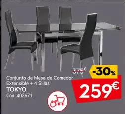 Oferta de Conjunto De Mesa De Comedor Extensible + 4 Sillas por 259€ en Conforama